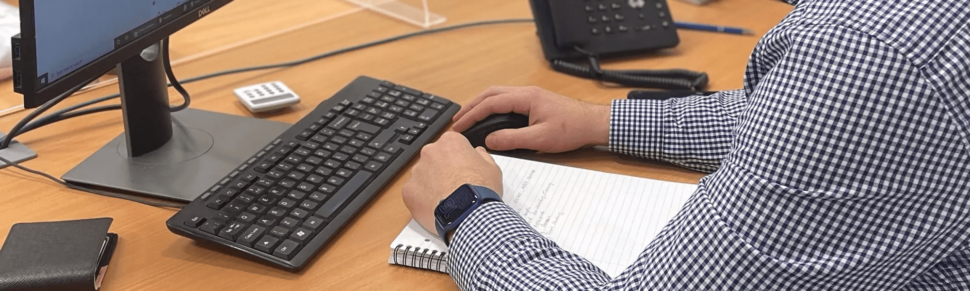 Ciaran working in office